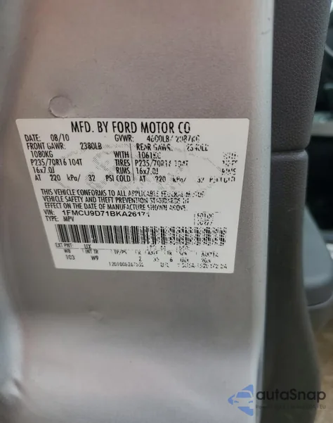 2011 Ford Escape Xlt from USA, damaged, VIN 1FMCU9D71BKA26171
